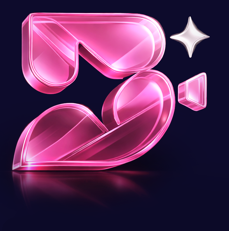 Glossy pink 3D symbol